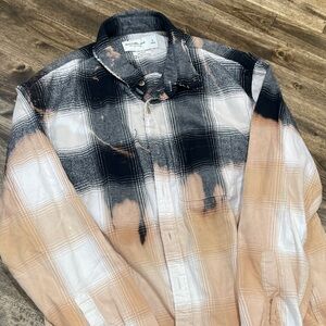 Abercrombie & Fitch Black and Tan Ombre Plaid Shirt